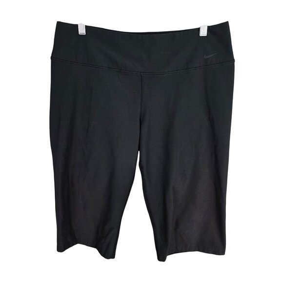 Womens Nike Dri Fit Black Performance Capris Leggings Hi Rise Polyester Blend XL - Picture 1 of 11